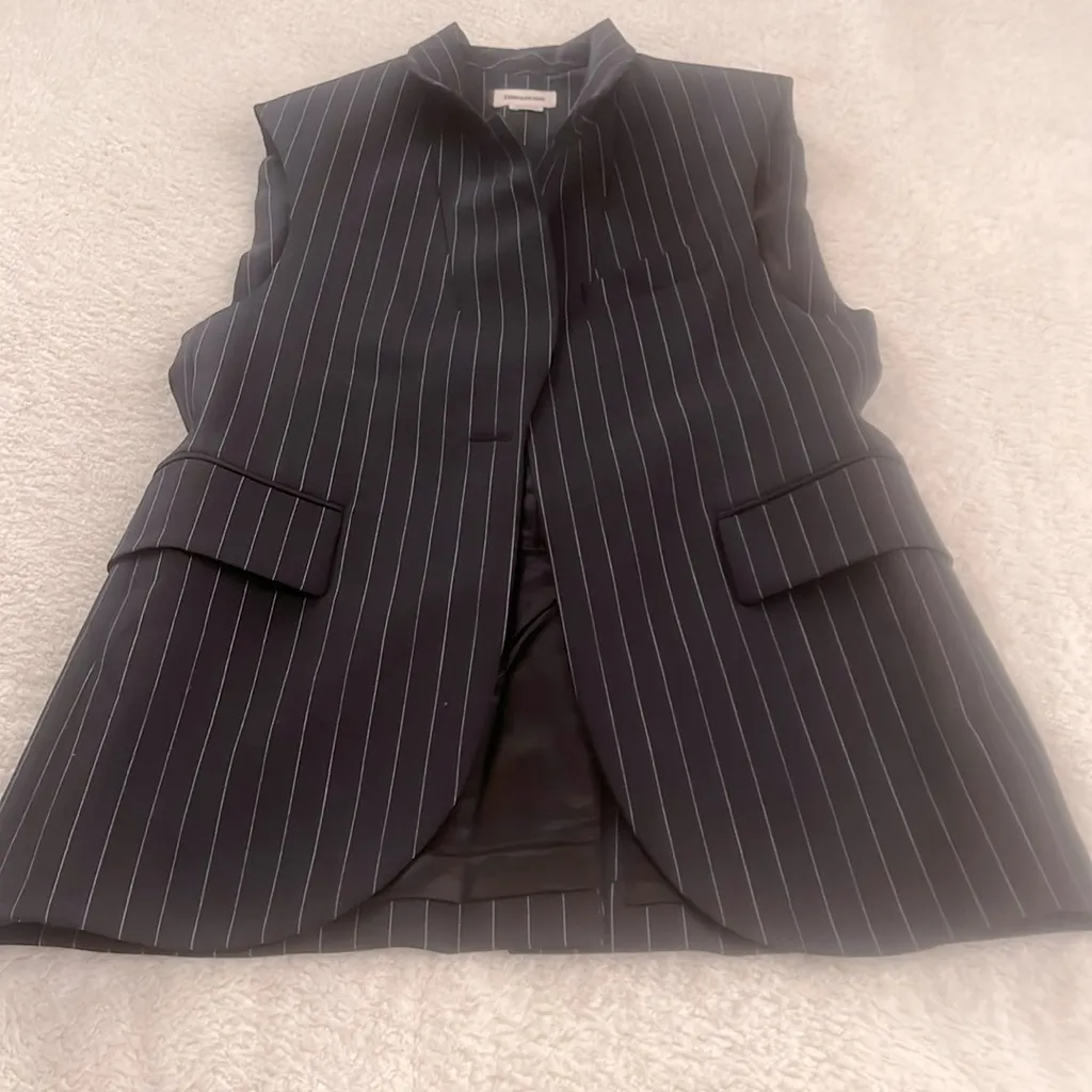 Zadig & Voltaire VEX Striped 'Fever' Waistcoat Black Pinstripe Size S‎ - Image 6