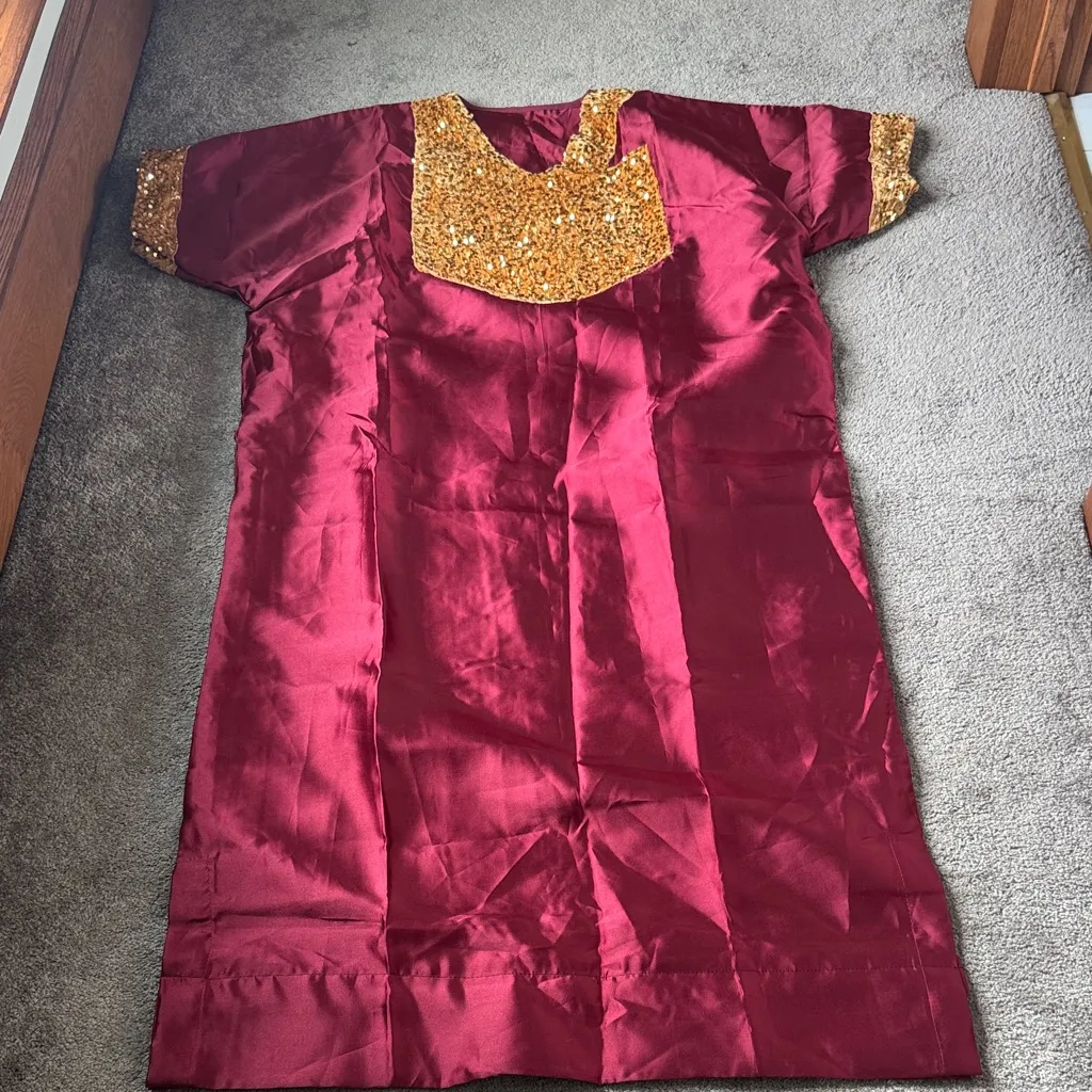 African Wine Red Dress SIZE OS - Image 4