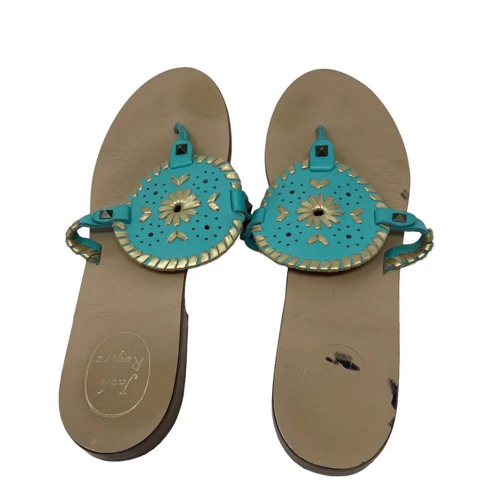 Jack Rogers Georgica Teal Blue Jelly Sandals Slip On Preppy Vacation Womens 10 - Image 4