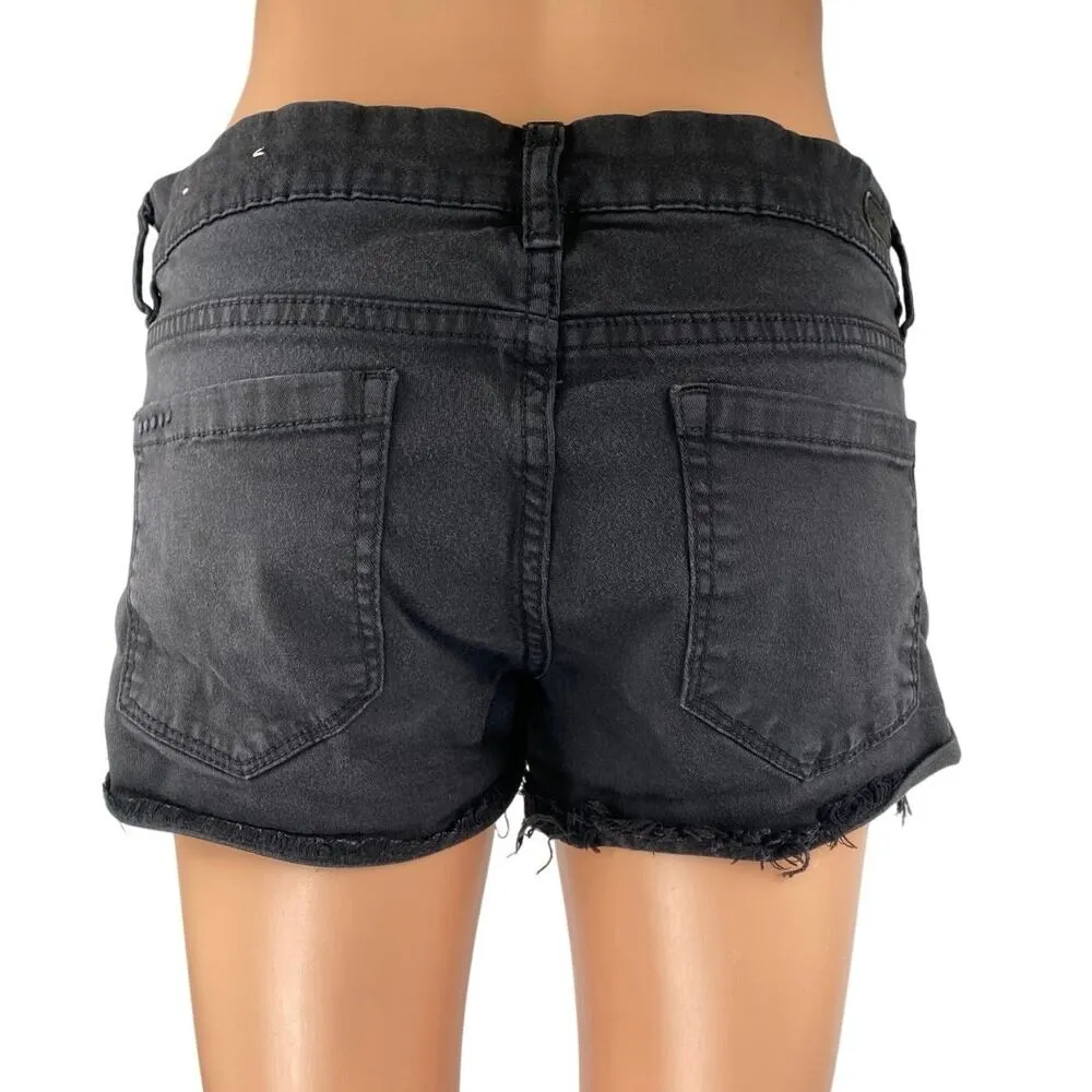 Blank NYC Black Low Rise Distressed Frayed Cut Off Denim Jean Shorts Size 27 - Image 3