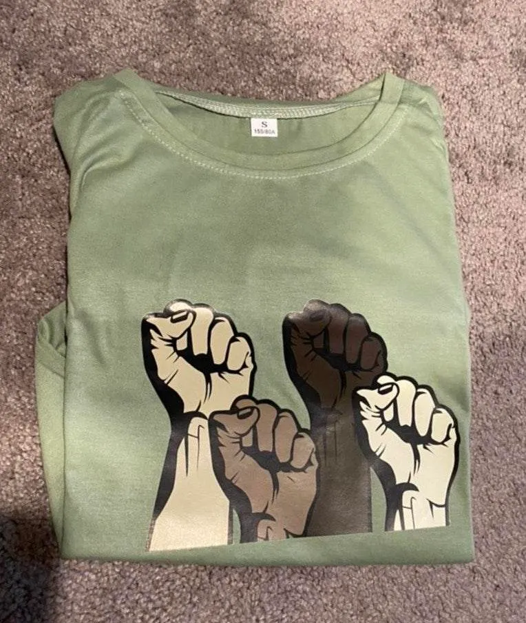 Green BLM Fists Graphic Tee - Image 3