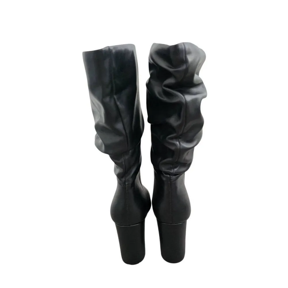 Marc Fisher Gomer Size 10 Women Black Heeled Boot Pointed Toe Block Heel Slouchy - Image 5