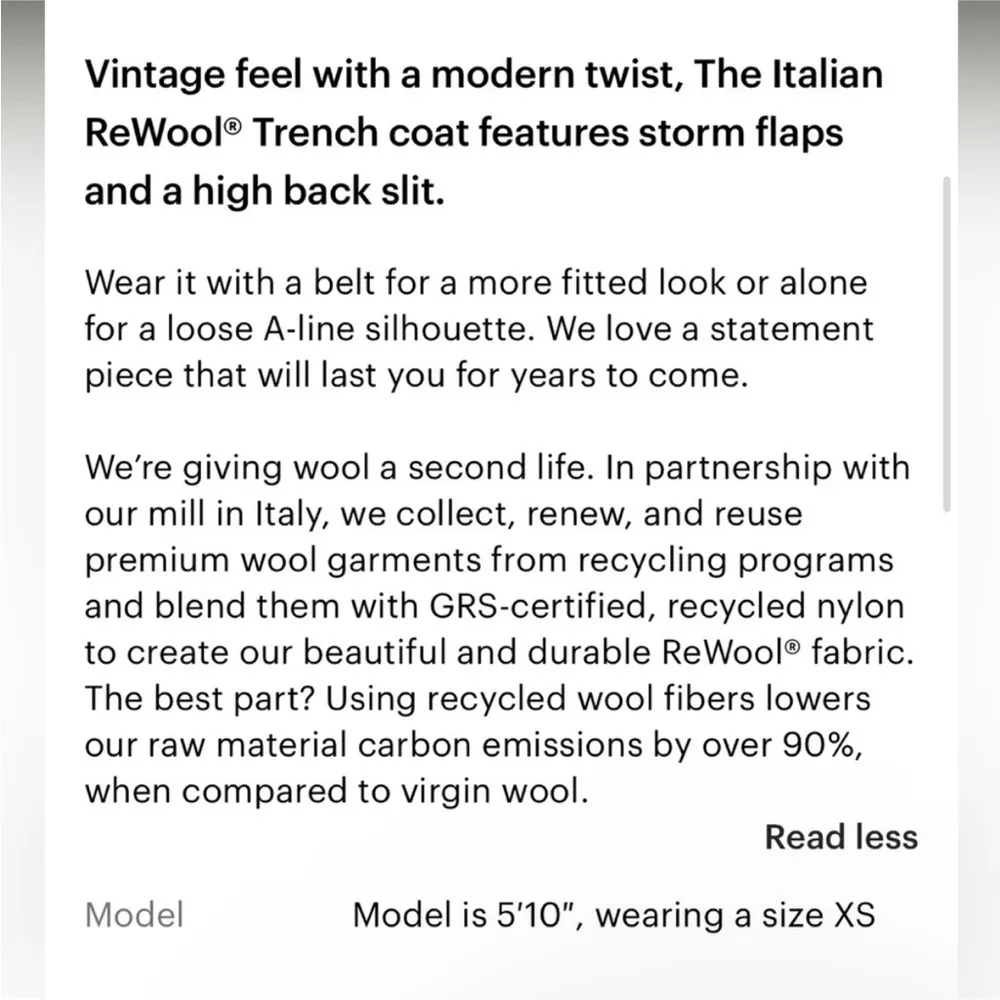 Everlane Italian Rewool trench NEW - Image 7