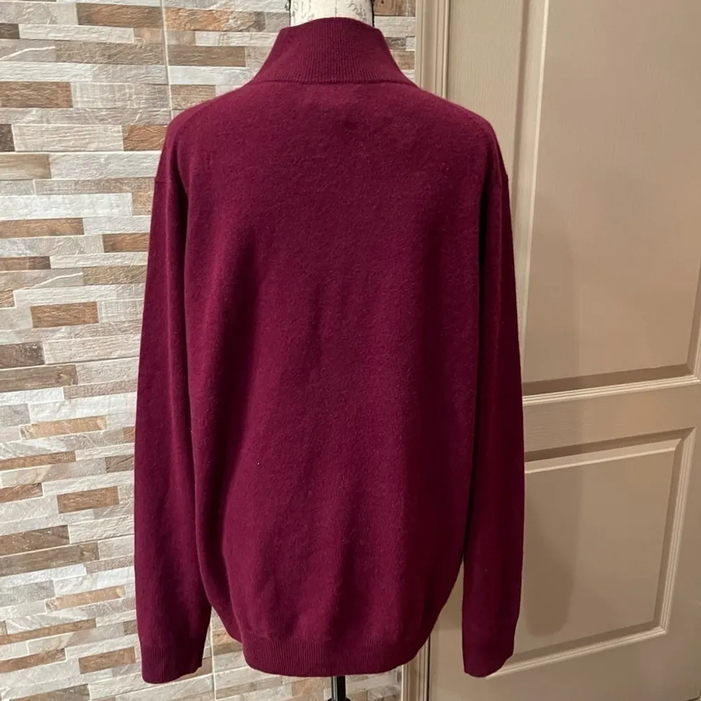 ISAAC MIZRAHI 2-Ply Cashmere Zipped Collar Tunic Deep Merlot sweater Sz XL - Image 6