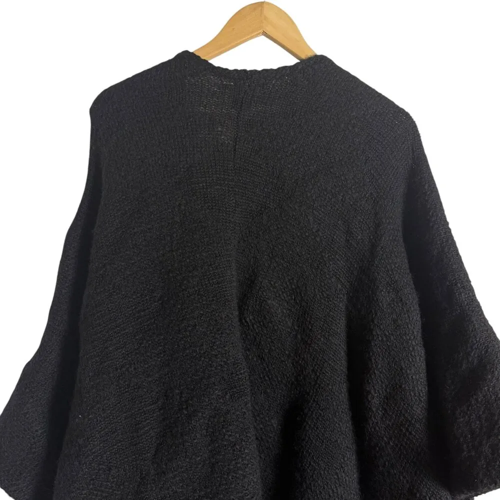 Elk Black Chale Wool Oversized Wrap Poncho Sweater Size undefined - Image 10