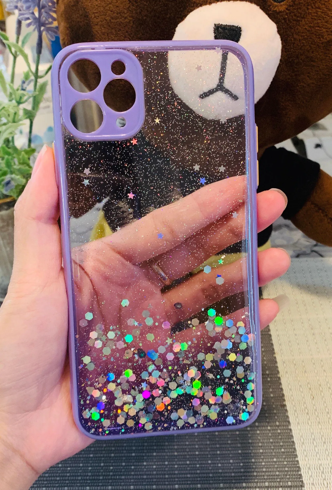 iPhone 11 pro max Clear Glitter Case - Image 2