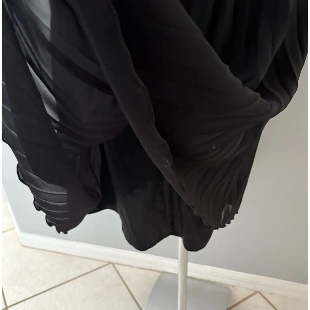 Vtg Victor Costa Dress Sz 12 Black Red Beads Sequins Empire Waist Party Holiday* - Image 6