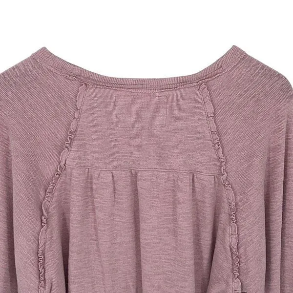 PILCRO Anthropologie Womens Ruffle Raglan Long Sleeve Pullover Sweater Pink XS - Image 5