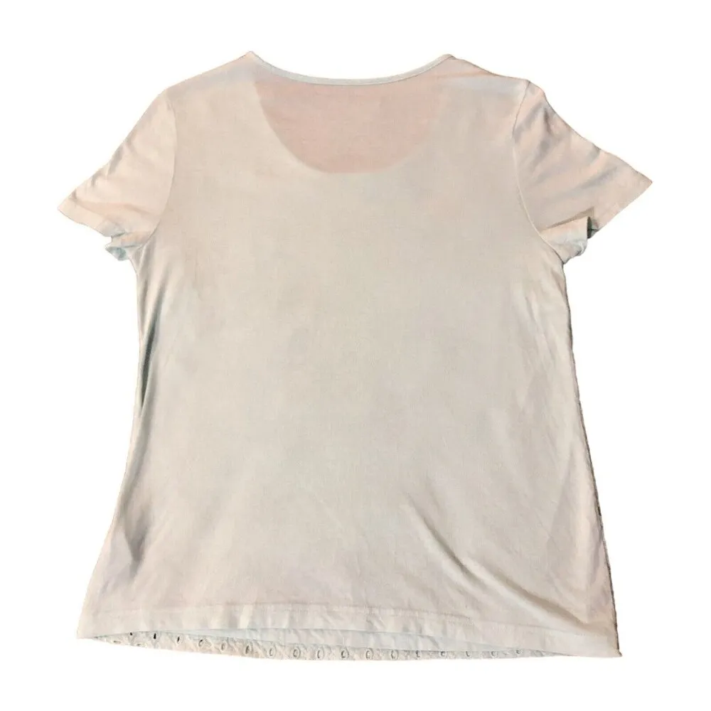 Croft & Barrow Top Womens S Used Blue Eyelet Some Wash Wear - Image 14