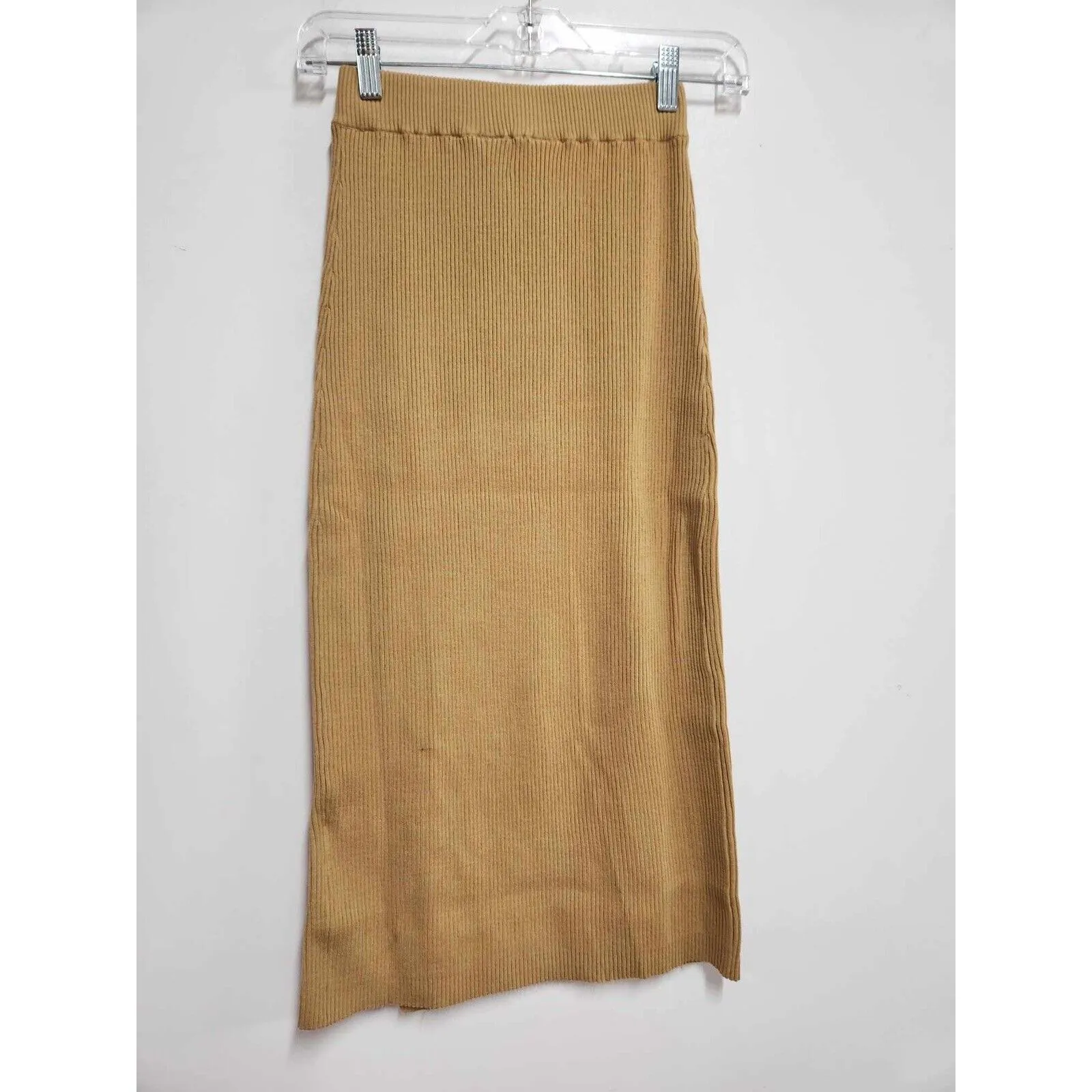 LITA BY CIARA Side Button Rib Organic Cotton Midi Skirt - Iced Coffee Sz XS. B30 - Image 7