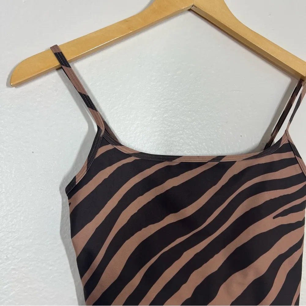 Summersalt Tan Modern Zebra Toffee & Sea Urchin The Midi Sports Bra Tank Top - Image 6