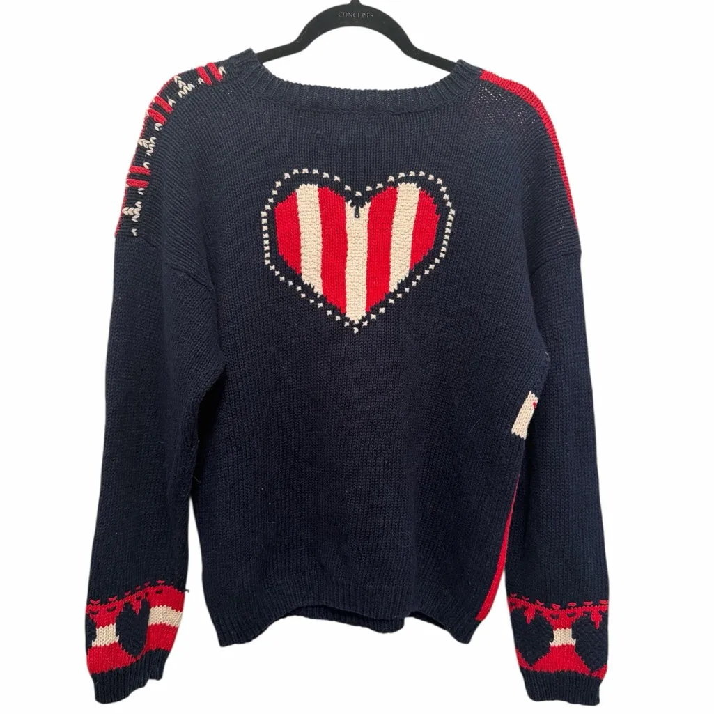 Vintage Inon de Lendis Patriotic Knit Sweater size large red white blue - Image 2