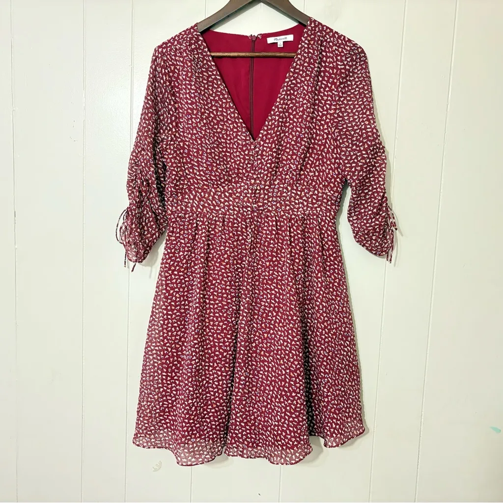 Madewell Starviolet Mini Dress in Ditsy Flowers Size 6 Flared Floral V-Neck - Image 2