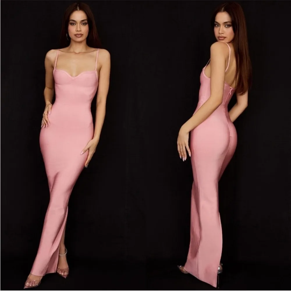 House of CB Fifi Fairy Pink Bandage Maxi Dress sz XL - Image 3