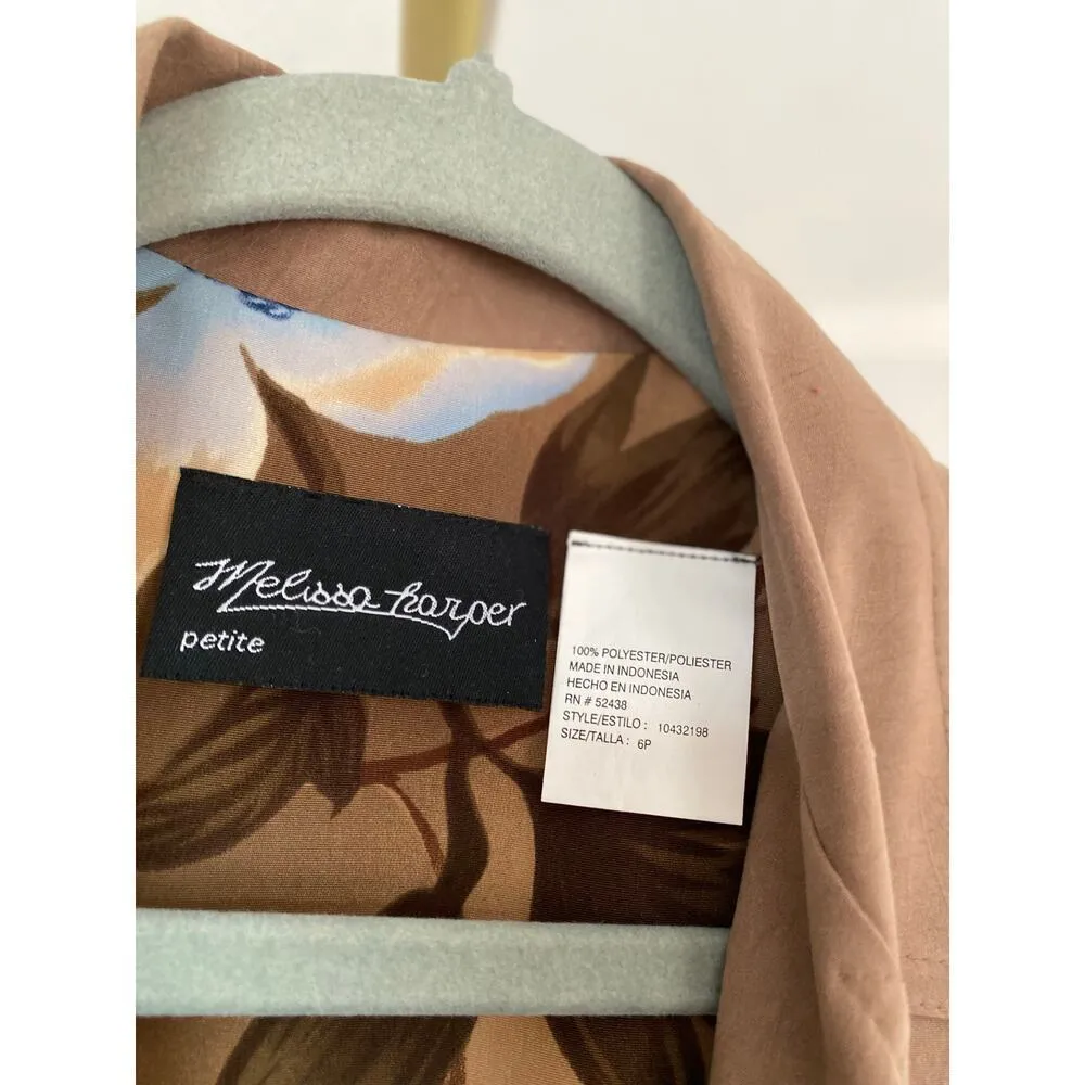 Melissa Harper Sleeveless Button Front Midi Dress Spring Minimalist Art Easter Brown Size 6 - Image 7