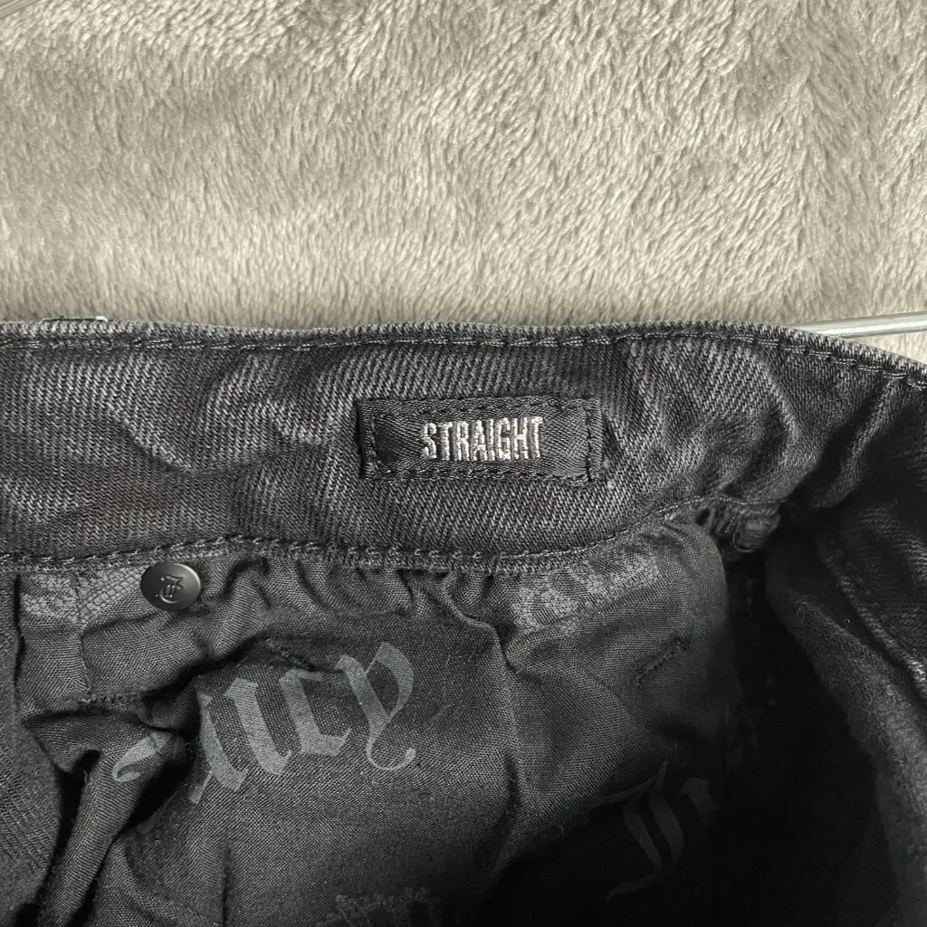Juicy Couture Venice Straight Leg Jeans Womens 25 Black Wash Y2K Whimsygoth Dark - Image 5