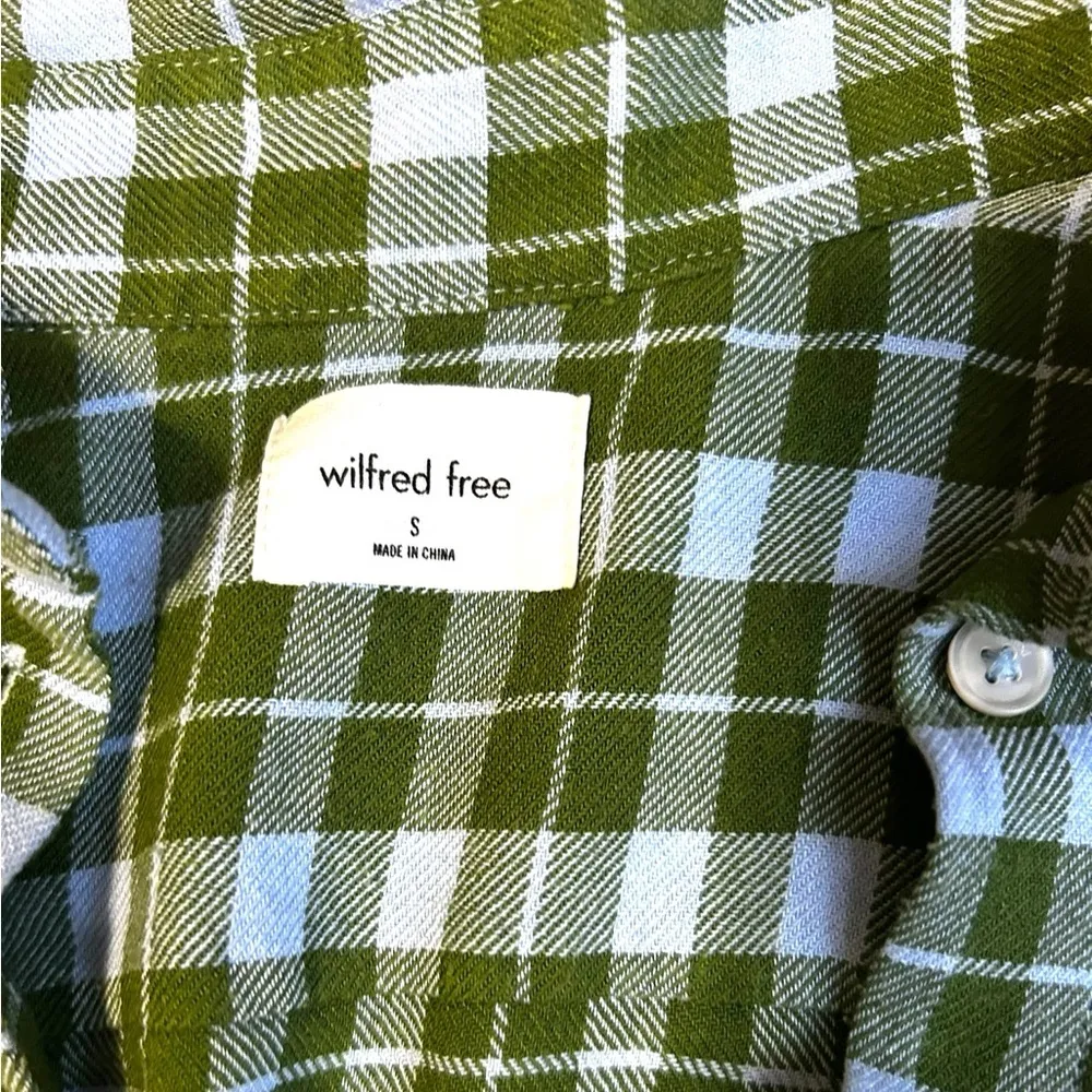 Wilfred Aritzia  Free Plaid Button Down Shirt Blue and Green Size Small - Image 3