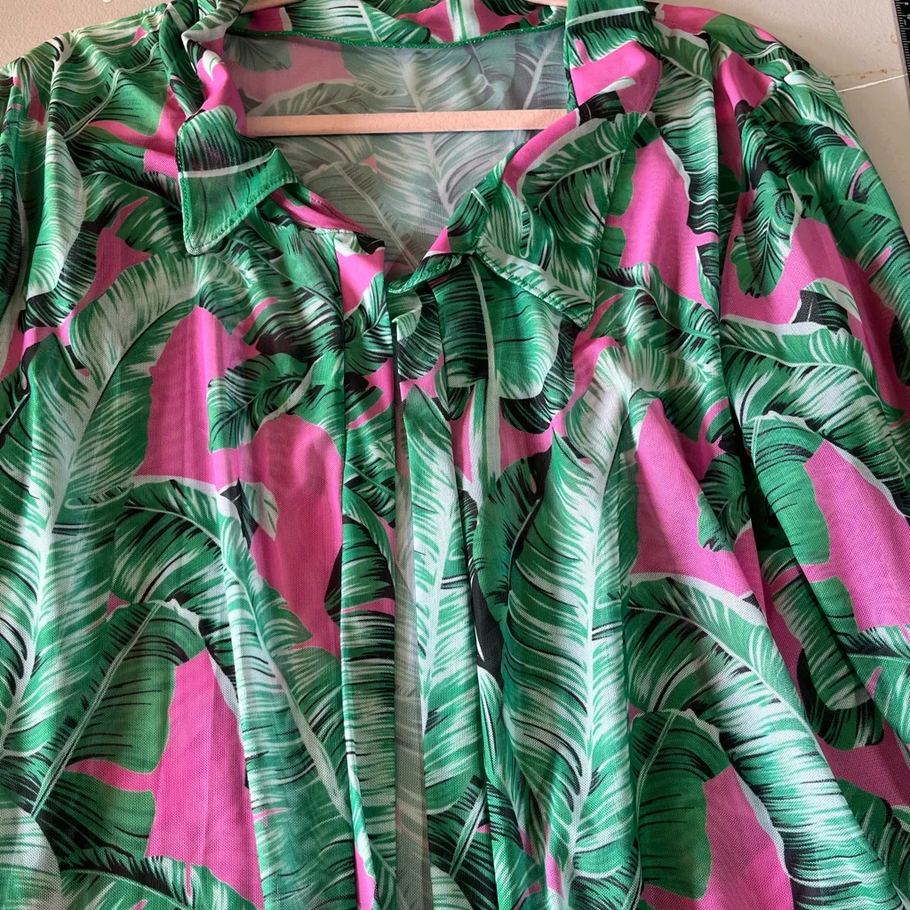 SHEIN CURVE 2XL/3XL HOT PINK STRAPLESS TOP WITH SHEER COVER‎ UP NWOT - Image 3