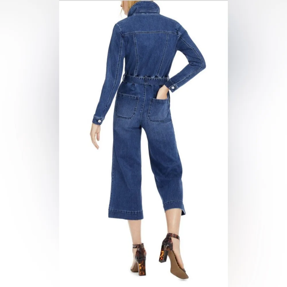 INC International Concepts Denim Jumpsuit Jean Crop Wide Leg 16 Blue - Image 4