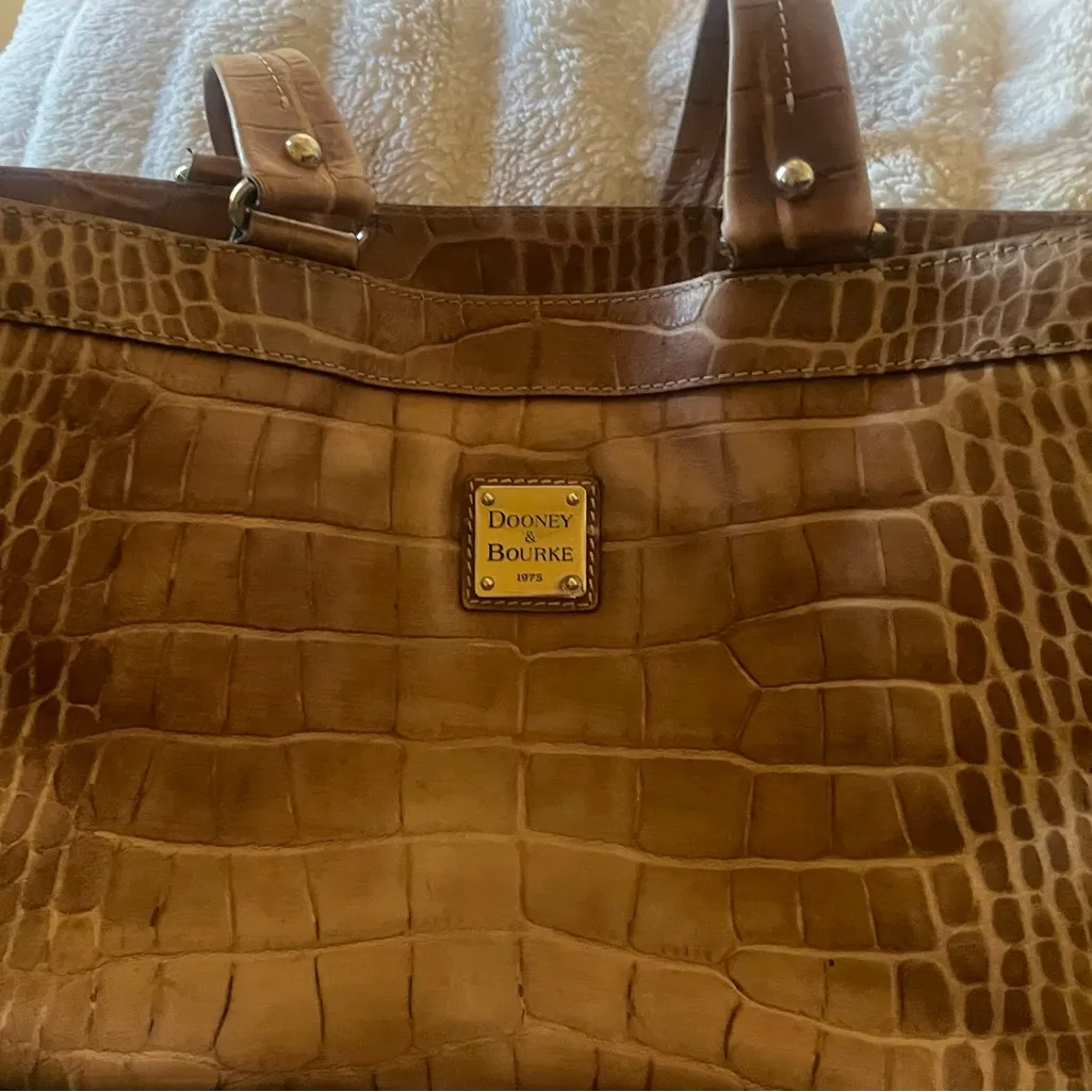 Dooney & Bourke Brown Croc Tote Bag 1975 - Image 3