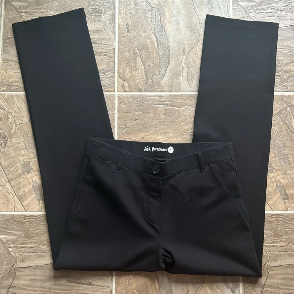 Betabrand Yoga Travel Office Classic Straight Leg Black Pant Size Medium Petite - Image 11