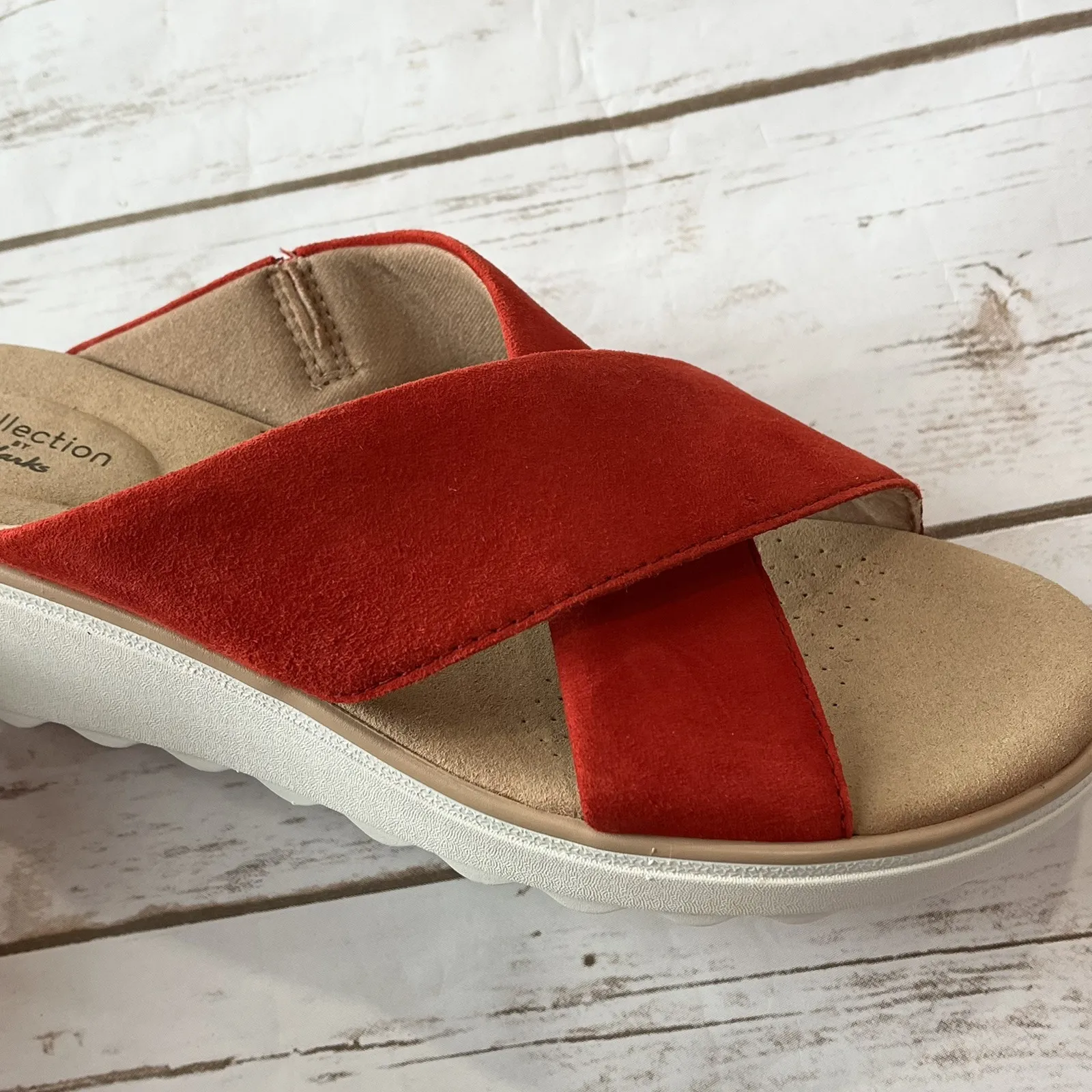 Clarks Wedge Slide Sandals Women US 9 EU 40 Suede Jillian Gem Comfort Collection - Image 5