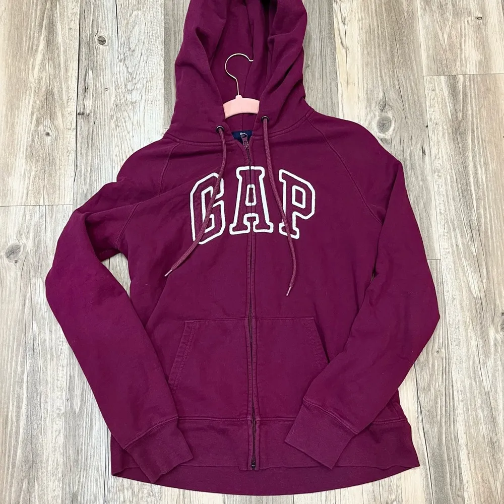 Womens Fleece Arch Logo Full Zip Hoodie sz Large  purplish maroon - Image 6