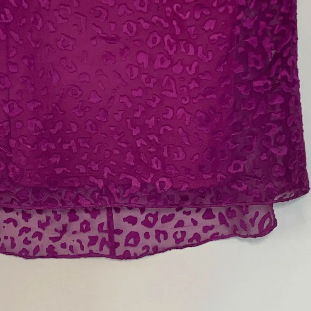 White House Black Market Women’s Cami Blouse Top Animal Print Purple Size Medium - Image 2