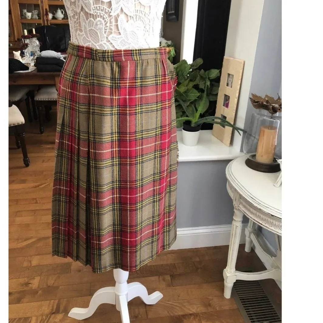 Vintage 1980s–1990s Moffat Weavers Scottish Plaid Wool Kilt Skirt Size M Red Size M - Image 3
