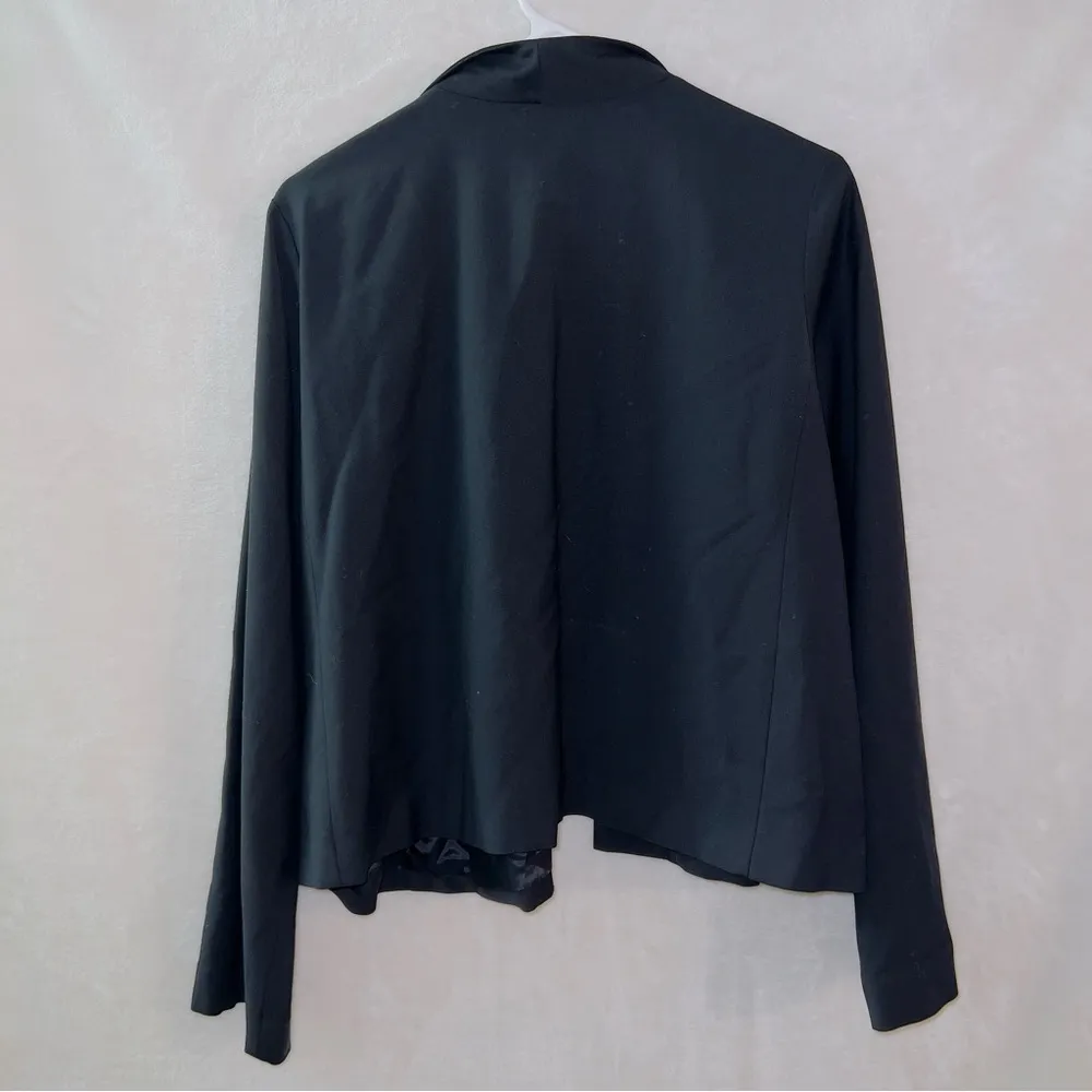 Eileen Fisher Black Stand Collar Swing Open Jacket Blazer size medium - Image 7