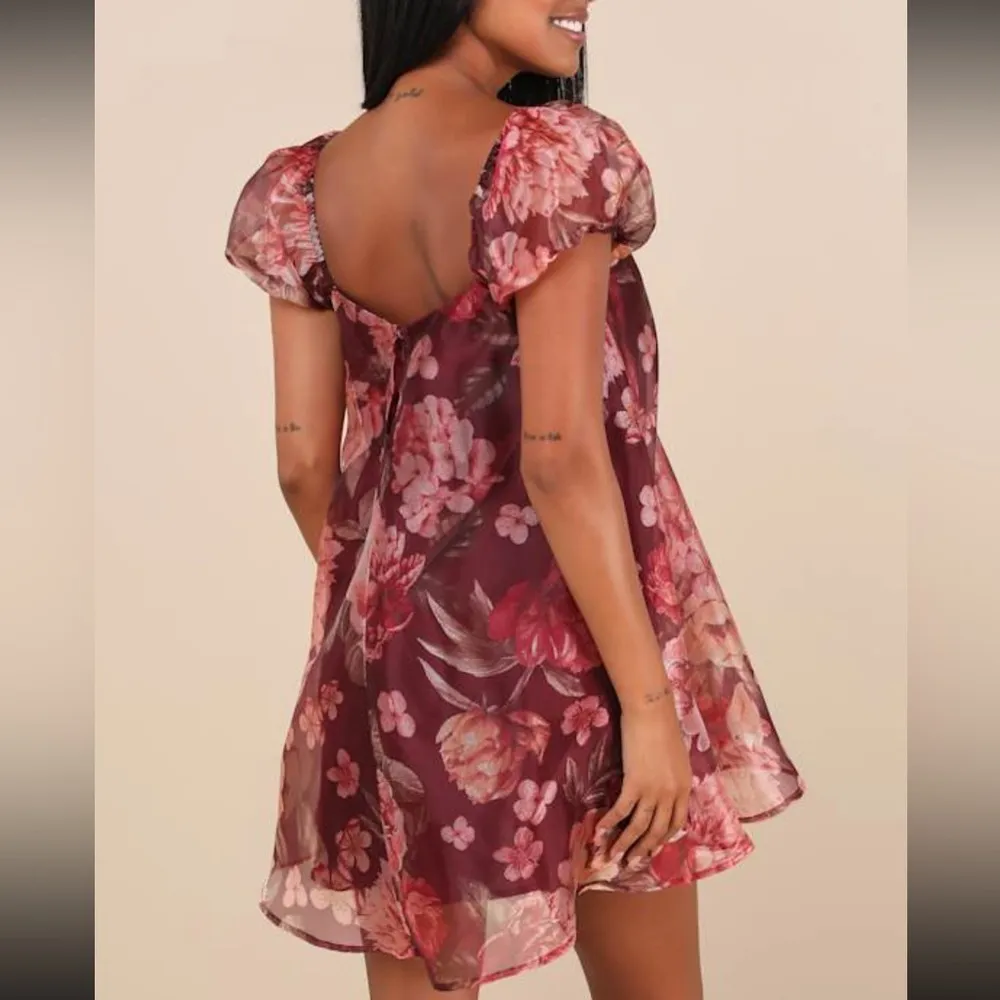 Lulus Pink Babydoll Puff Sleeve Mini Dress - Image 3