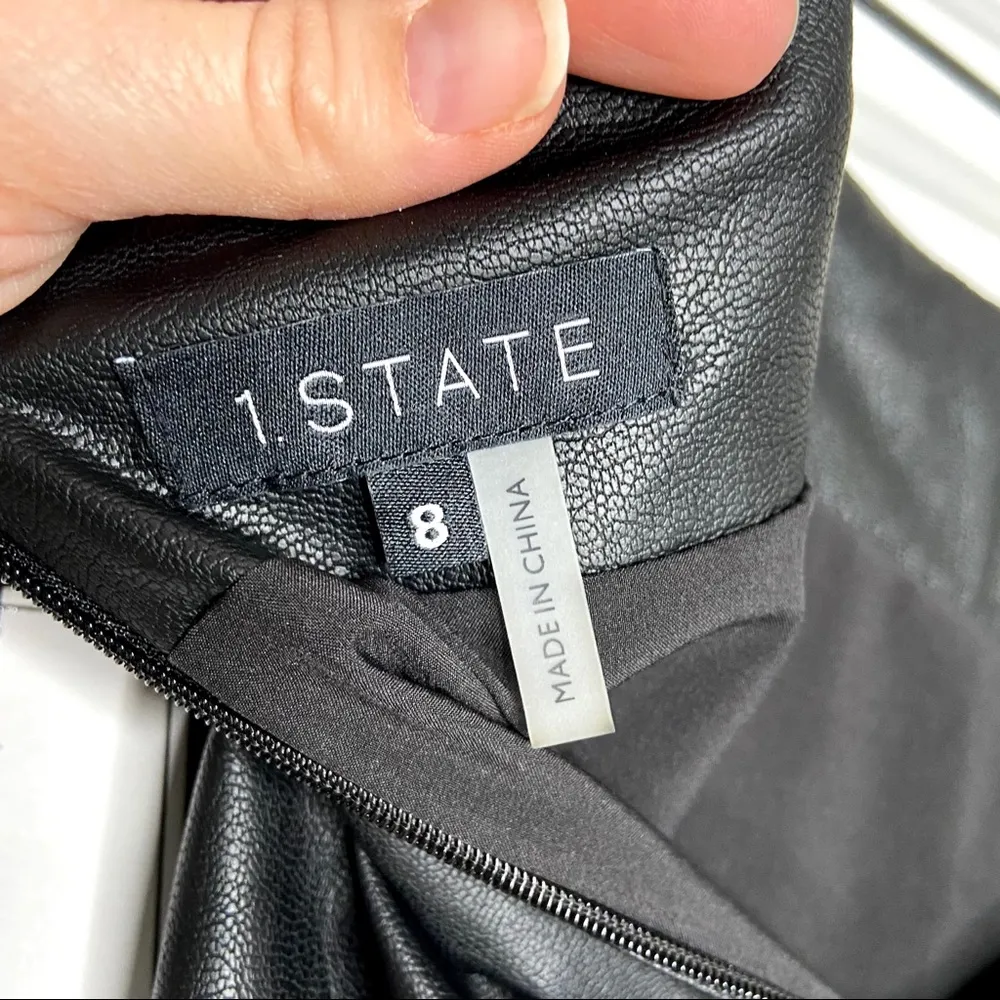 NWT 1. State Black Faux Leather Ruffle Dark Academia Mini Skirt - Image 10