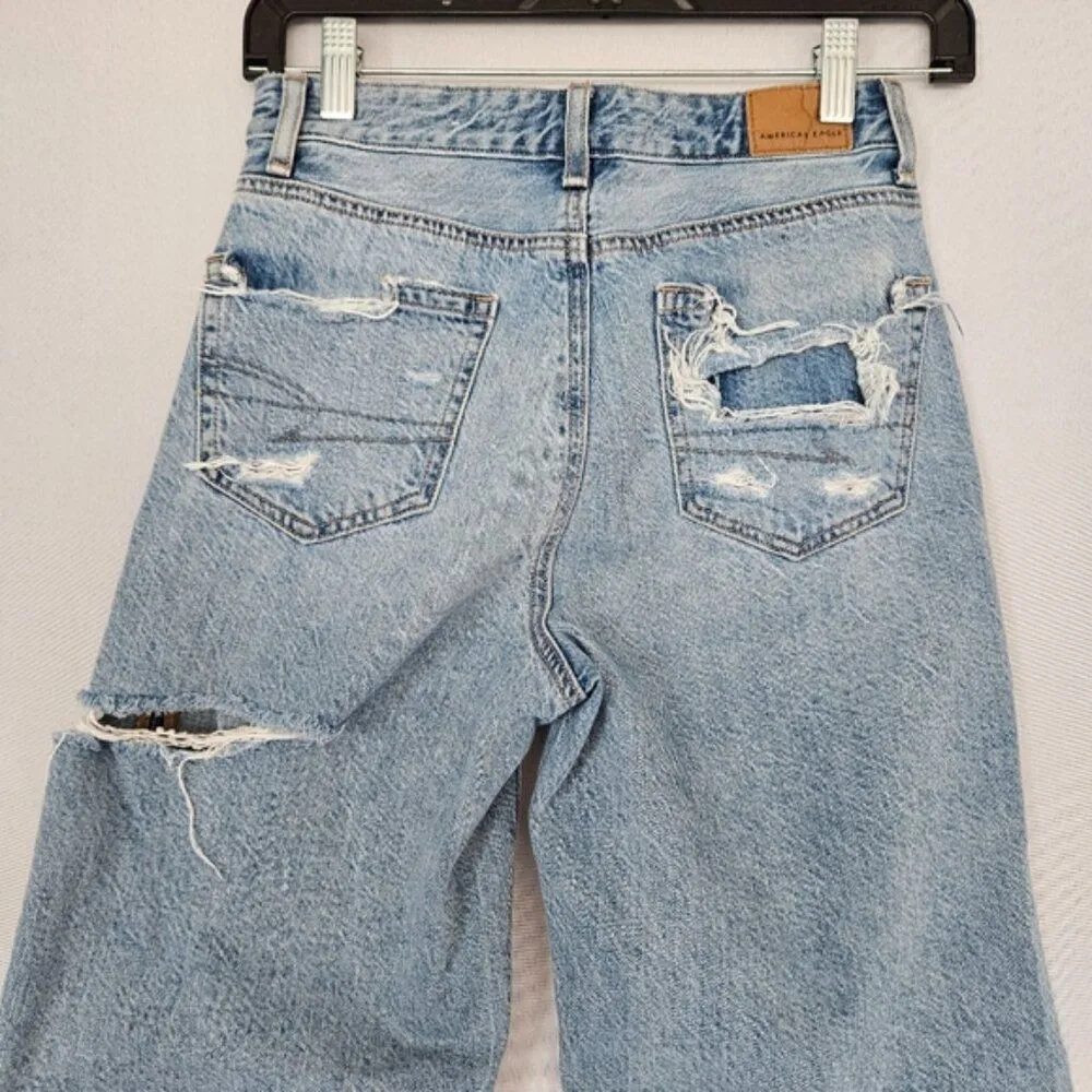 American Eagle Size 000 Distressed RELAXED MOM JEANS - Image 10