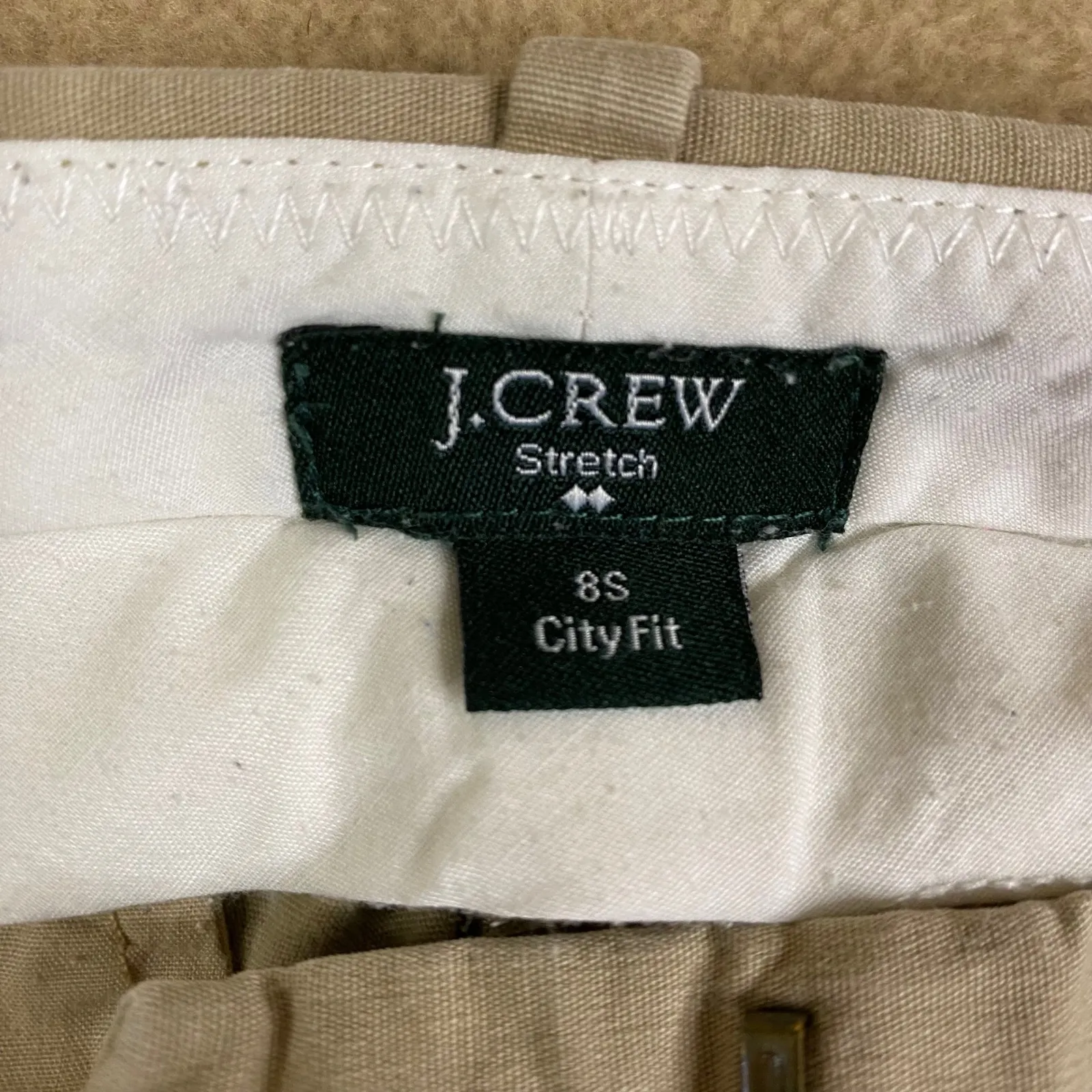 J Crew City Fit Stretch Beige Tan Wide Leg Pants Womens Size 8S Casual *FLAW - Image 6
