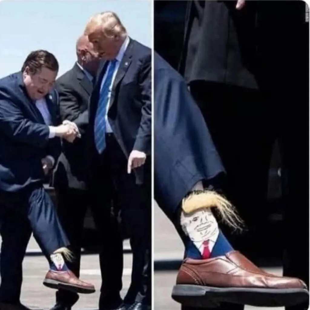 1 Pair Novelty Cartoon Pattern‎ Trump Crew Socks, Breathable Cotton Blend Black - Image 5