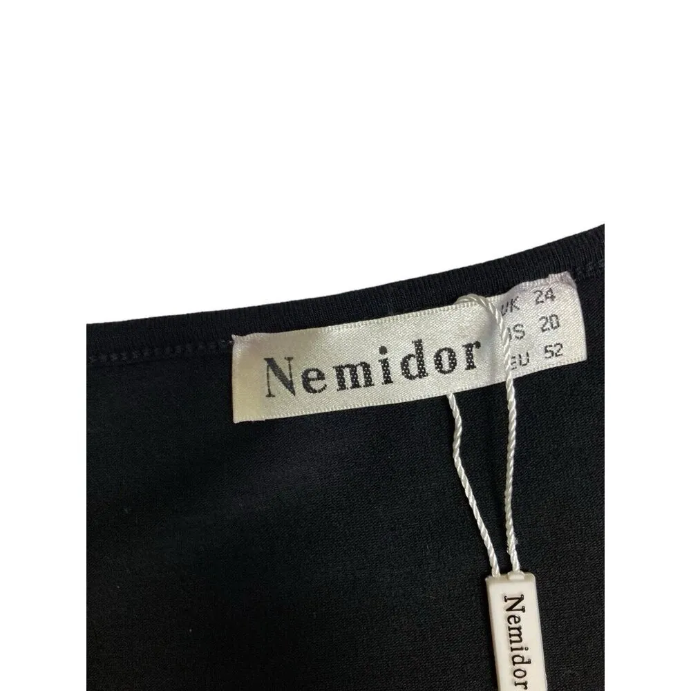 New Nemidor Maxi Dress Womens Plus Size 20 Black Blue Floral Print Casual Travel - Image 3