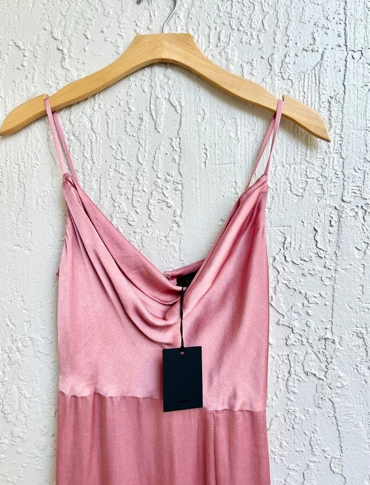 NWT NBD Spaghetti Strap Satin Cowl Neck Lila Gown Dress Icy Pink Women's Size XS - Image 7