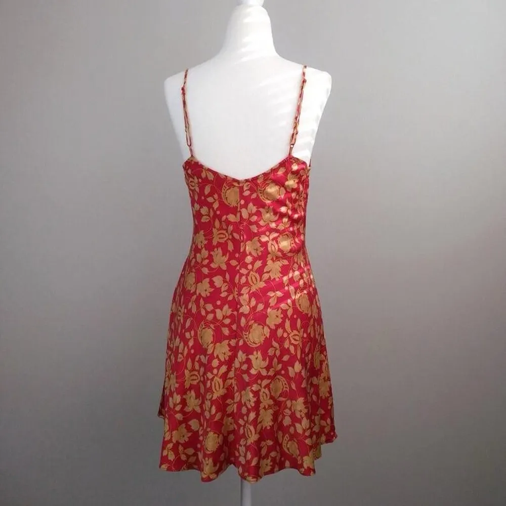 Victoria’s Secret 90’s Vintage scarlet red and gold silk mini dress slip dress - Image 6