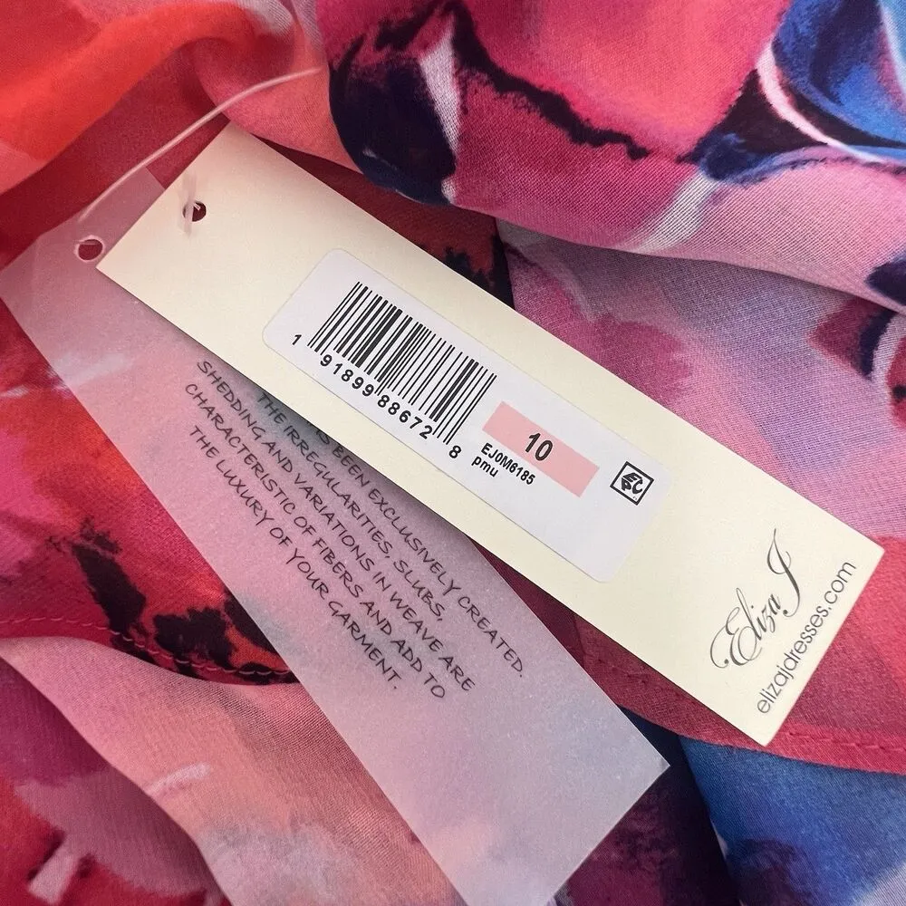 Eliza J Floral Halter Neck Popover High/Low Dress Pink Multicolor Mock Size 10 - Image 10