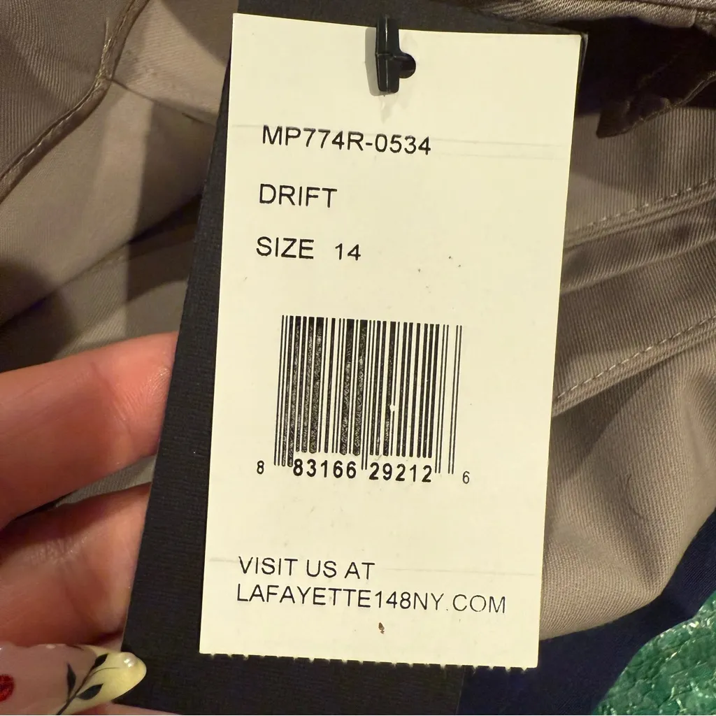 Lafayette 148 Stanton Trousers Khaki Tan Drift Side zip Pants Office NWT 14 - Image 9