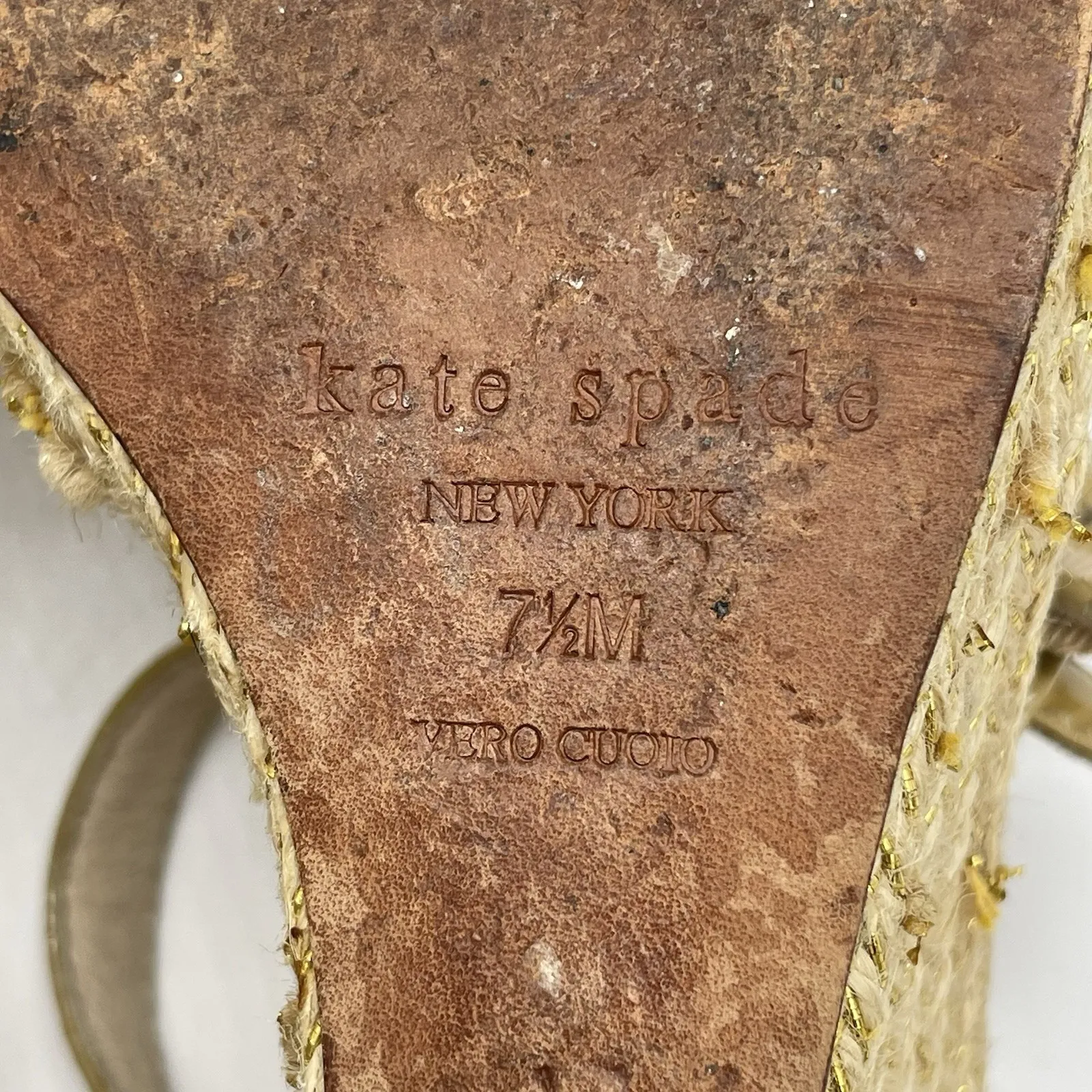 Kate Spade Womens 7.5 Shoes Nude Beige Espadrille Wedge Bow Linked-Chain Heels‎ - Image 7