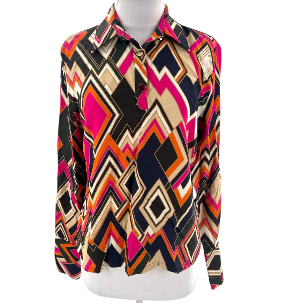 Vilagallo Kora Bonn geometric print top sz 38 Pink - Image 3