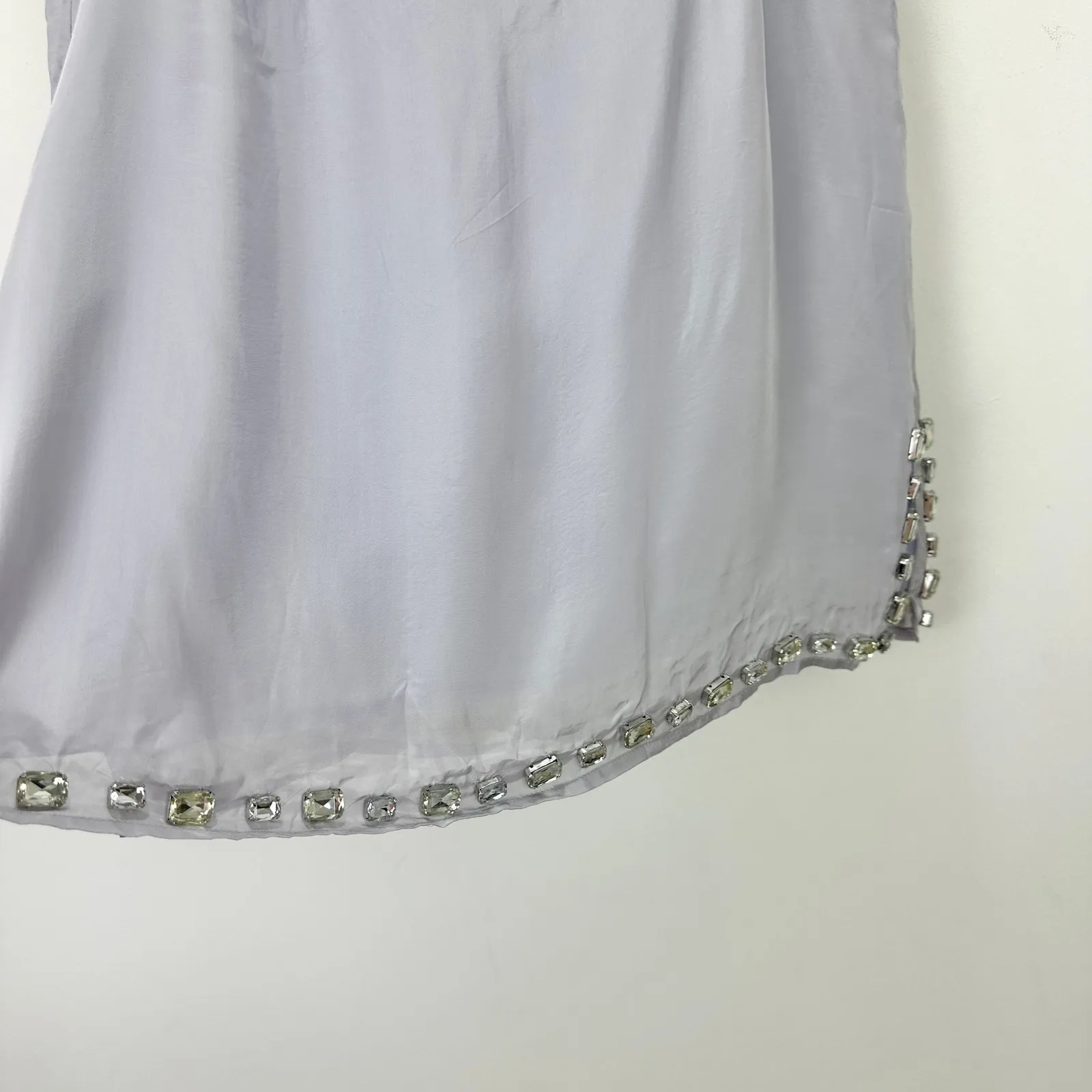 J.Crew Collection Knee Length Organza Slip Skirt Jewels Misty Grey US 8 NWT - Image 10