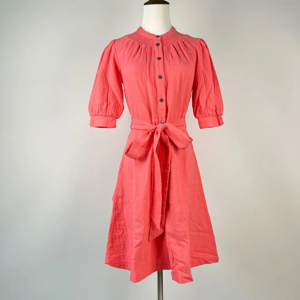 NWOT Boden Ada Double Cloth Cotton Pink Shirt Dress Size 2 Knee Length - Image 2