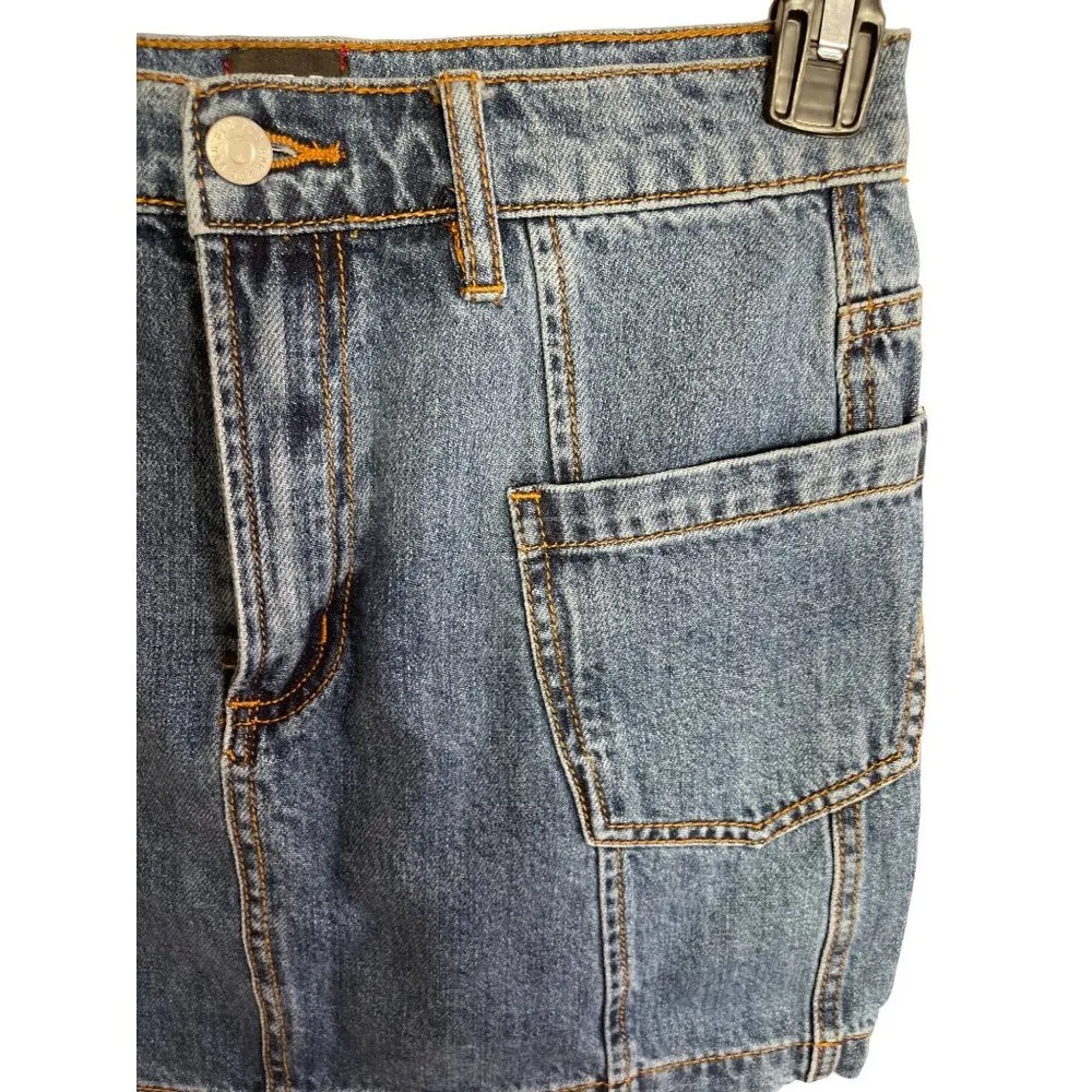 Blue Denim Mini Cargo Skirt Urban Outfitters Zipper S P - Image 3