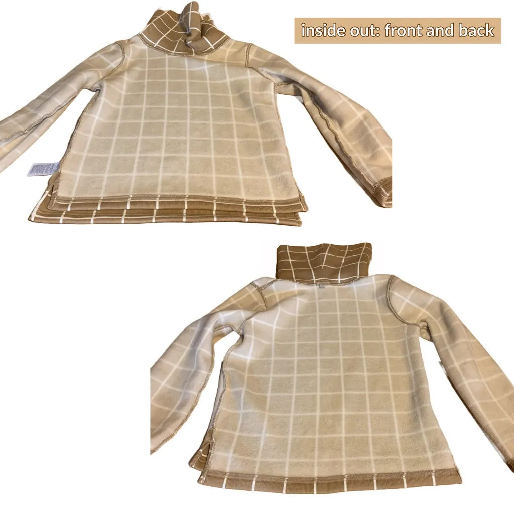 J. CREW TAN & WHITE SQUARE PATTERN COWL NECK PULL OVER SWEATER (S) - Image 7