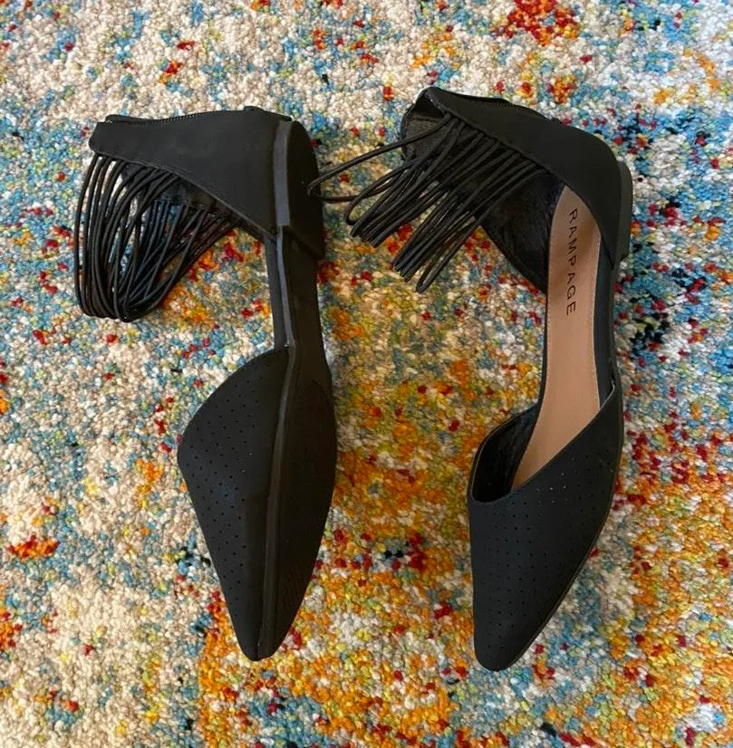 Rampage Black Pointed Toe Strappy Flats - Image 3