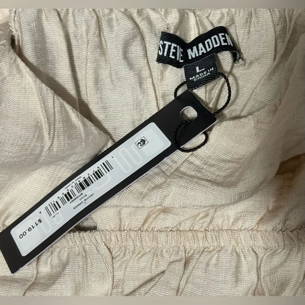 Steve Madden Cream/White Jackie Handkerchief-Hem Midi Dress NWT - Image 7