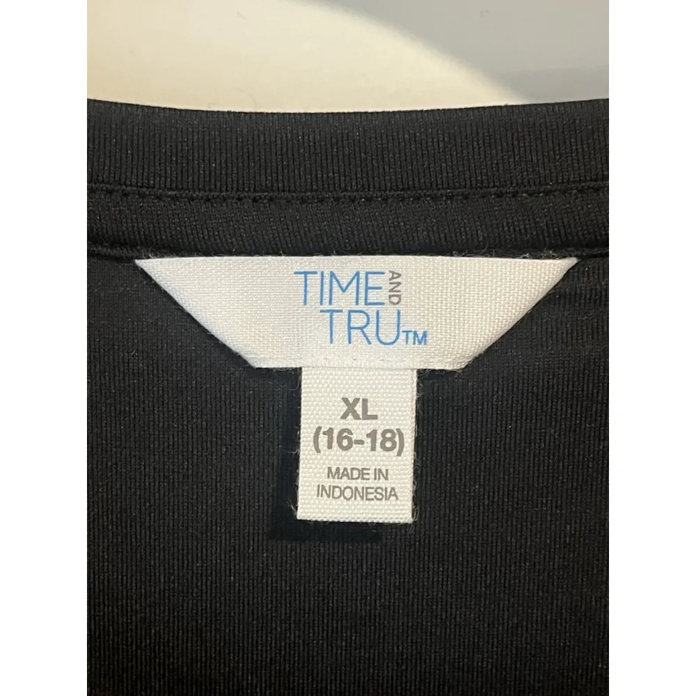 Time & Tru Blouse Women's Size XL Black Layering T Shirt Short Sleeve NWT - Image 6