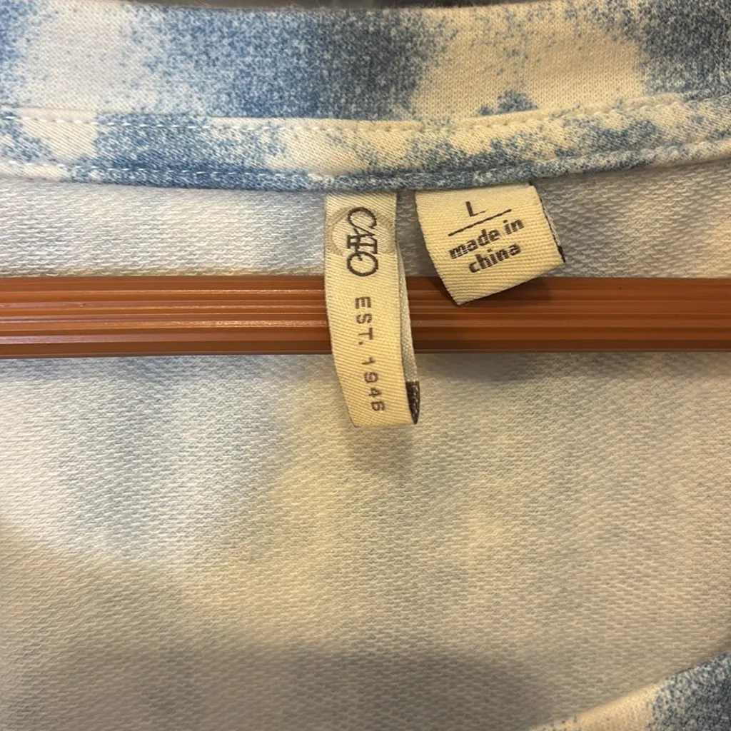 Cato Blue & White Tie Dye Tee - Size L - Image 4